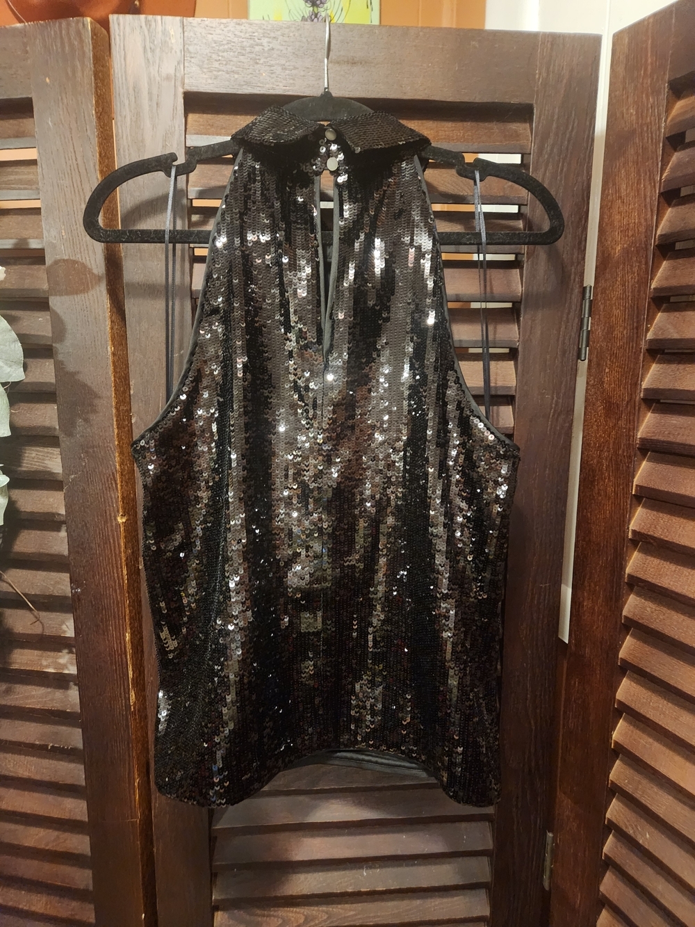 Theory Black Sequin Halter Top - Picture 5 of 6